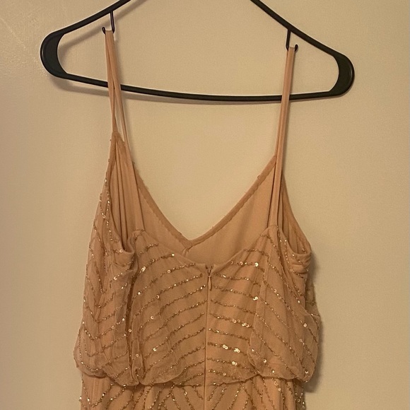 Adrianna Papell Art Deco Beaded Blouson Gown in Blush - Picture 7 of 9